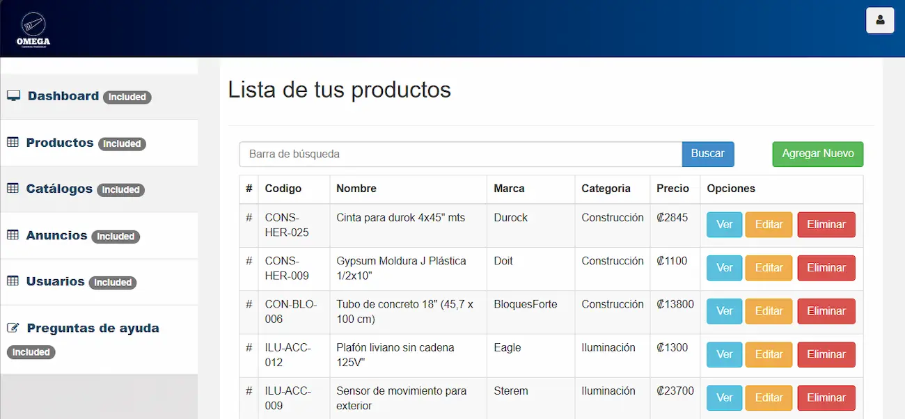 Ferretería Omega - Admin preview